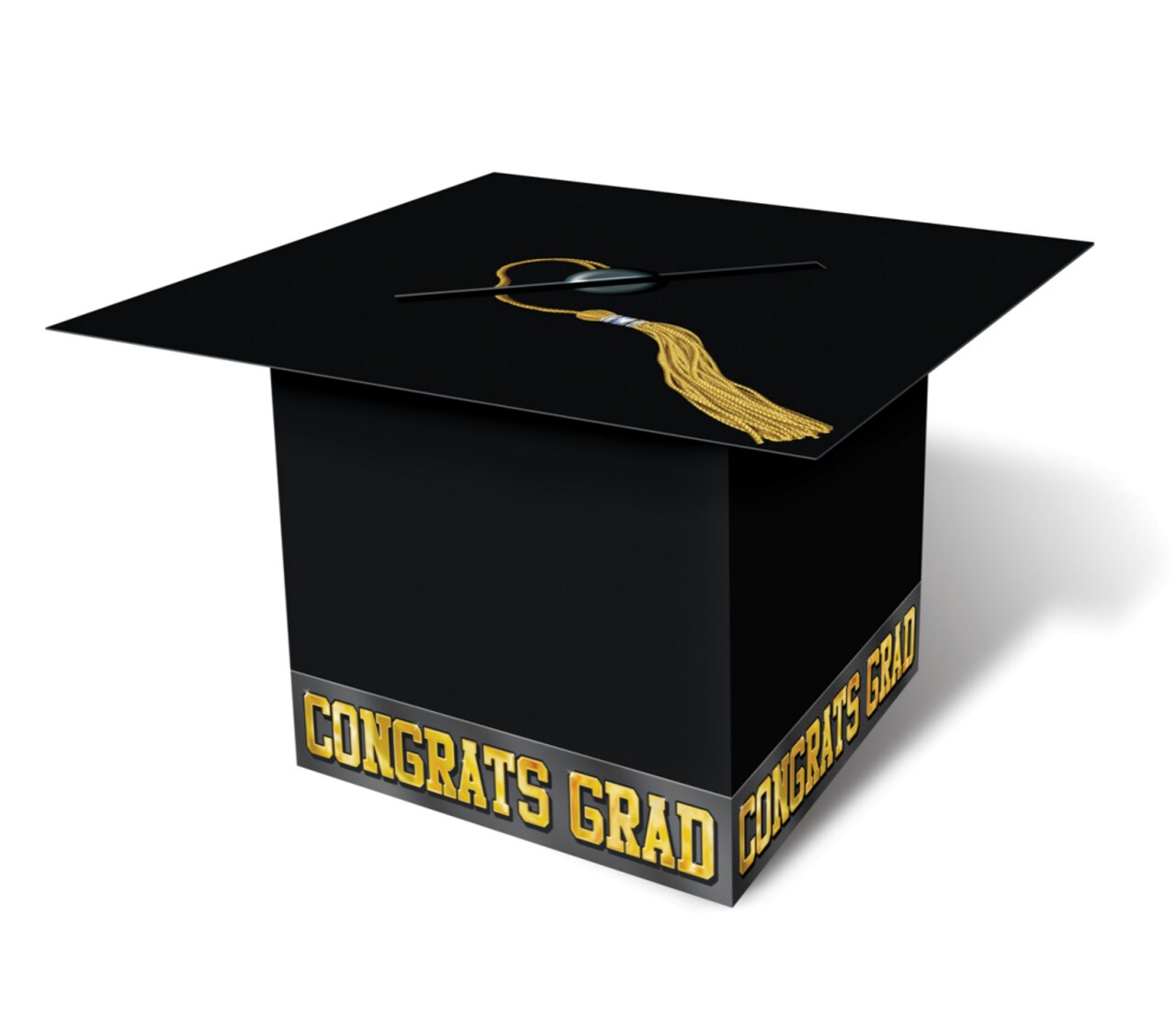Party Central Pack of 6 Black and Gold Graduation Cap "CONGRATS GRAD" Party Gift Card Boxes 8.5"